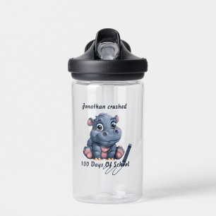 Botella De Agua Cute Hippo aplastó 100 días de escuela 