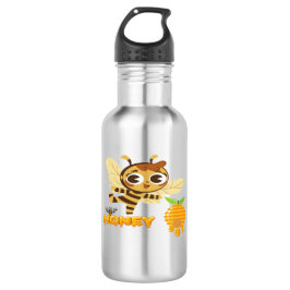 Botella De Agua Cute Honey Bee with Dripping Honey Typography Desi