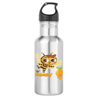 Botella De Agua Cute Honey Bee with Dripping Honey Typography Desi