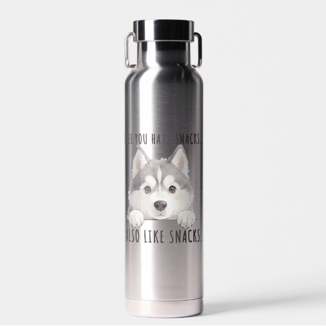 Botella De Agua Cute Husky Dog Snacks Quote Funny Minimalist (Delantero)