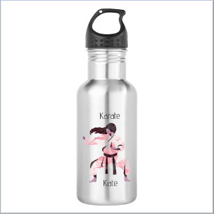 Botella De Agua Cute Karate Chica Artes Marciales Agua Acero Inoxi