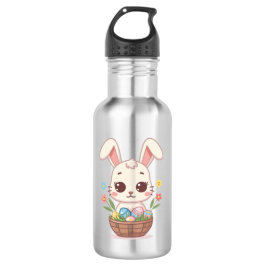Botella De Agua Cute Kawaii Easter Bunny Basket Illustration