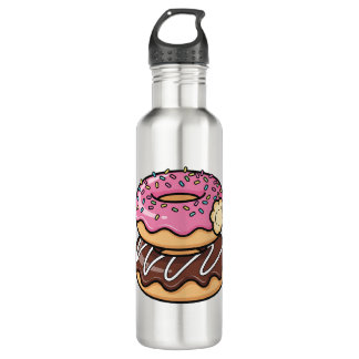 Botella De Agua Cute Kawaii Stacked Donuts Illustration