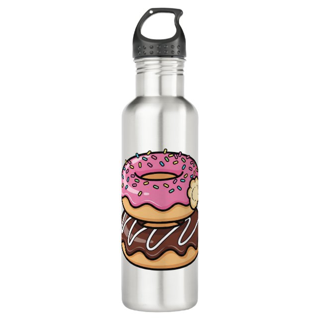 Botella De Agua Cute Kawaii Stacked Donuts Illustration (Anverso)