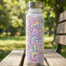 Botella De Agua Cute Kawaii Unicorn Pastel Rainbow Magical