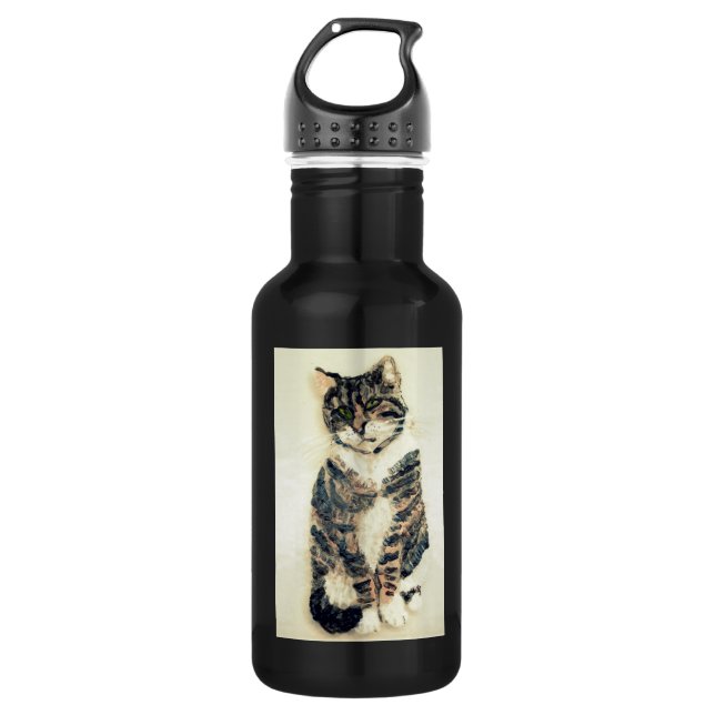 Botella De Agua Cute Kitty Tabby Cat Art (Anverso)