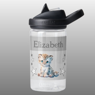 Botella De Agua Cute leopardo añadir nombre con estrellas niños gr