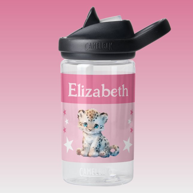 Botella De Agua Cute leopardo añadir nombre con estrellas niños ro (Subido por el creador)