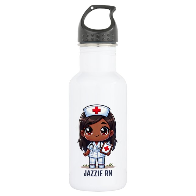 Botella De Agua Cute Manga Black Nurse Brown Hair Personalizado (Anverso)
