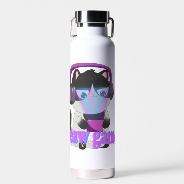 Botella De Agua Cute Meow Gamer Cat - Kawaii Gaming Kitten (Delantero)