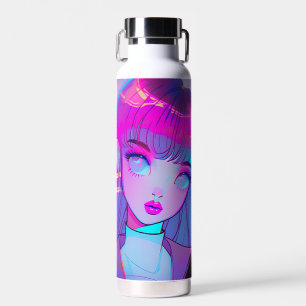 Botella de agua Cute Neon Anime Chica