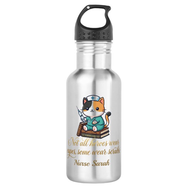 Botella De Agua Cute Nurse Calico Cat Personalized gift (Anverso)