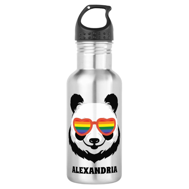 Botella De Agua Cute Panda Bear | Arcoiris | LGBTQ (Anverso)