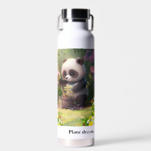 Cute Panda jardinería Flores Mariposas Cita