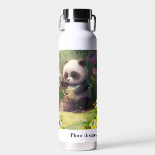 Botella De Agua Cute Panda jardinería Flores Mariposas Cita