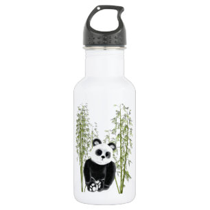 Botella De Agua Cute Panda Sentado En Bambú