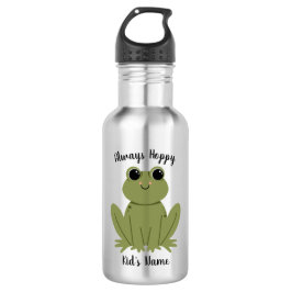 Botella De Agua Cute Personalized Frog Always Hoppy Kids Name