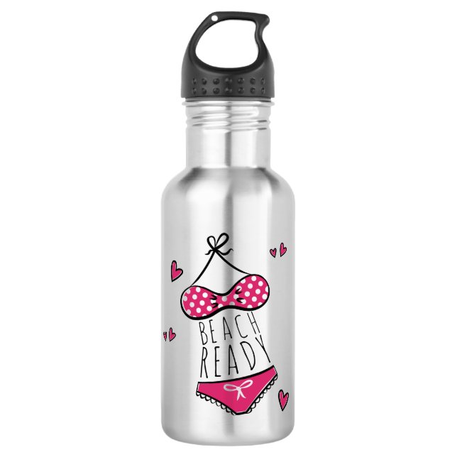Botella De Agua Cute Pink Bikini Beach Ready (Anverso)