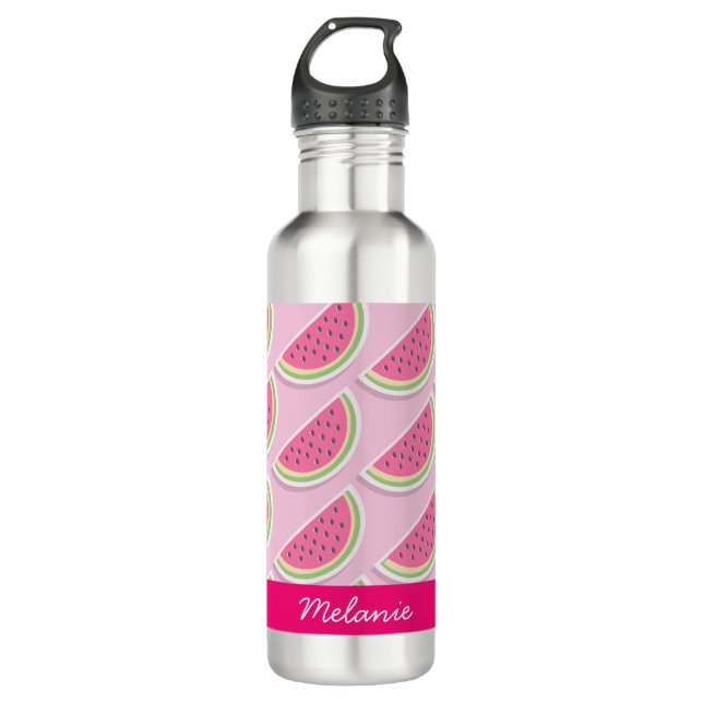 Botella De Agua Cute Pink Watermelon Pattern Personalised (Anverso)