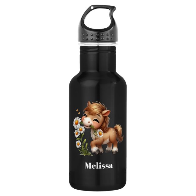 Botella De Agua Cute Pony Eating Daisies (Anverso)