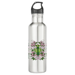 Botella De Agua Cute Praying Mantis And Mountain Laurel Blossom