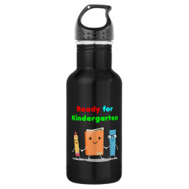 Botella De Agua Cute Ready for Kindergarten School Book Color oscu