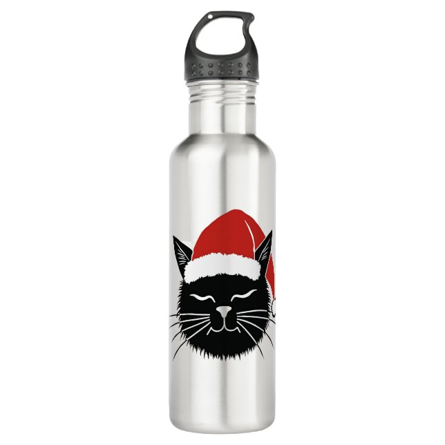 Botella De Agua Cute Santa Cat Lover Christmas Men Women Kids T-Sh (Anverso)