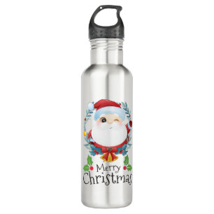 Botella De Agua Cute santa claus feliz navidad.