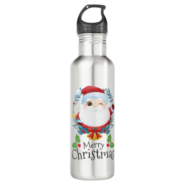 Botella De Agua Cute santa claus feliz navidad. (Anverso)