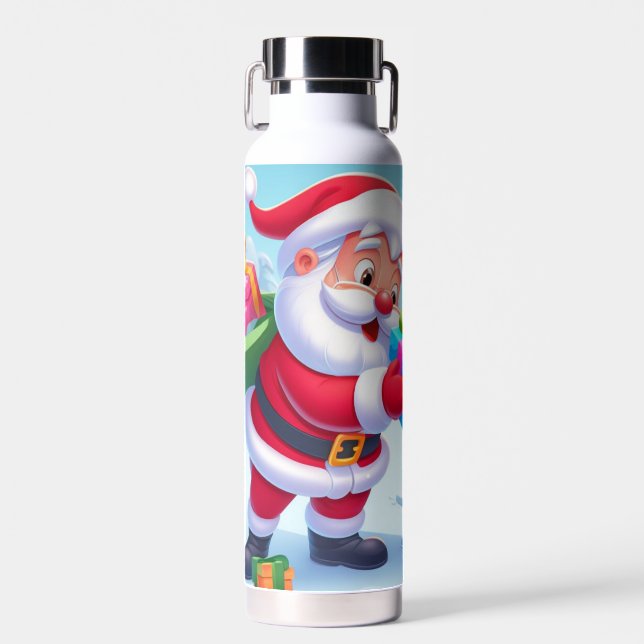 Botella De Agua Cute Santa y Snowman (Delantero)