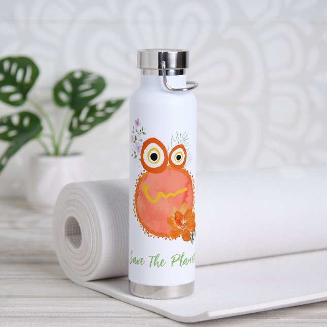 Botella De Agua Cute Save the Planet Water Bottle (Yoga)