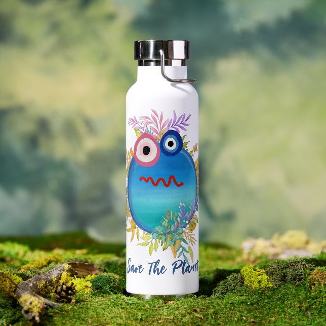 Botella De Agua Cute Save the Planet Water Bottle (Exterior)