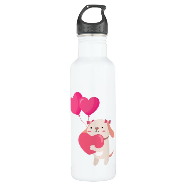 Botella De Agua Cute Teddy El día de San Valentín (Anverso)