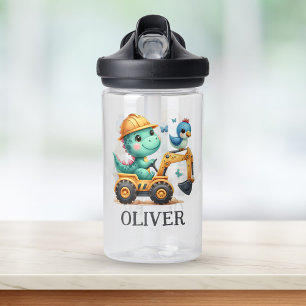 Botella De Agua Cute Trex Dinosaur Conduciendo un Vehículo de Cons