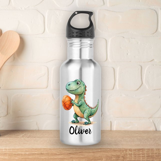 Botella De Agua Cute Trex Jugando Baloncesto Personalizado (Subido por el creador)