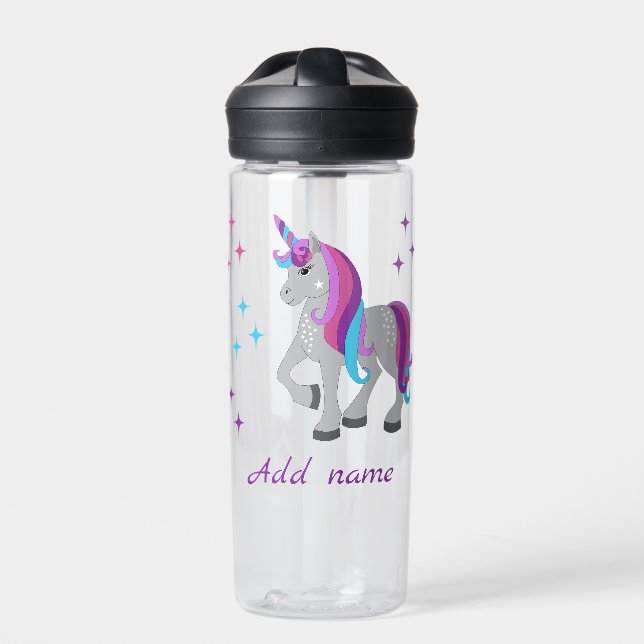 Botella De Agua Cute Unicorn & Estrellas (Delante)