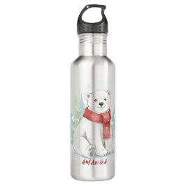 Botella De Agua Cute watercolor Polar Bear Winter 