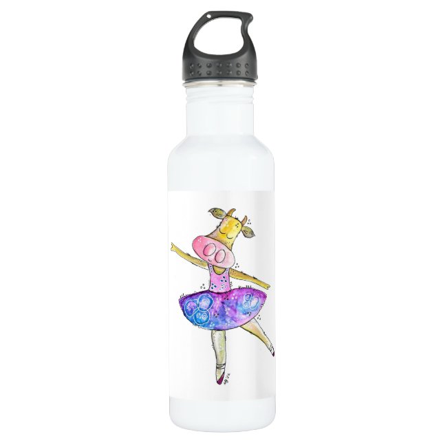 Botella De Agua Cute Whimsical Ballerina Cow (Anverso)