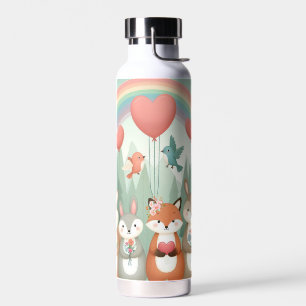 Botella De Agua Cute Woodland Creature rainbow valentine