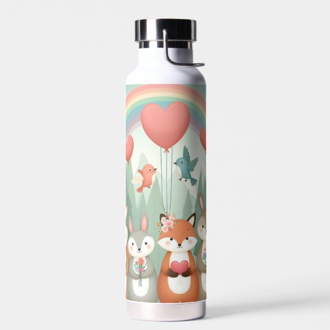 Botella De Agua Cute Woodland Creature rainbow valentine (Izquierdo)
