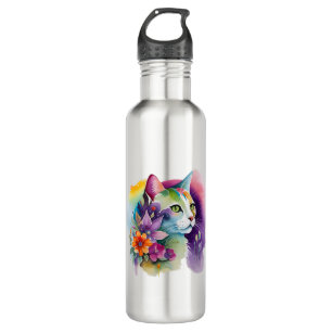 Botella De Agua Cuto gato cósmico bohemio