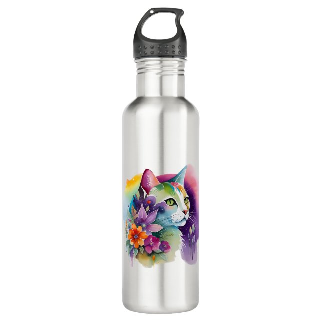 Botella De Agua Cuto gato cósmico bohemio (Anverso)