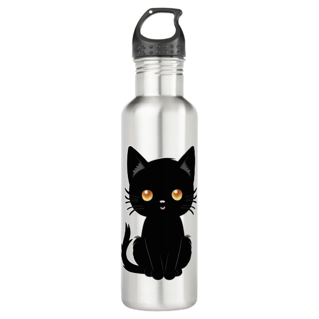 Botella De Agua Cuto gato negro 2 (Anverso)