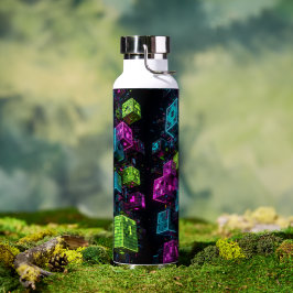 Botella De Agua Cyan Magenta Lima Cyberpunk | Extremadamente 3D