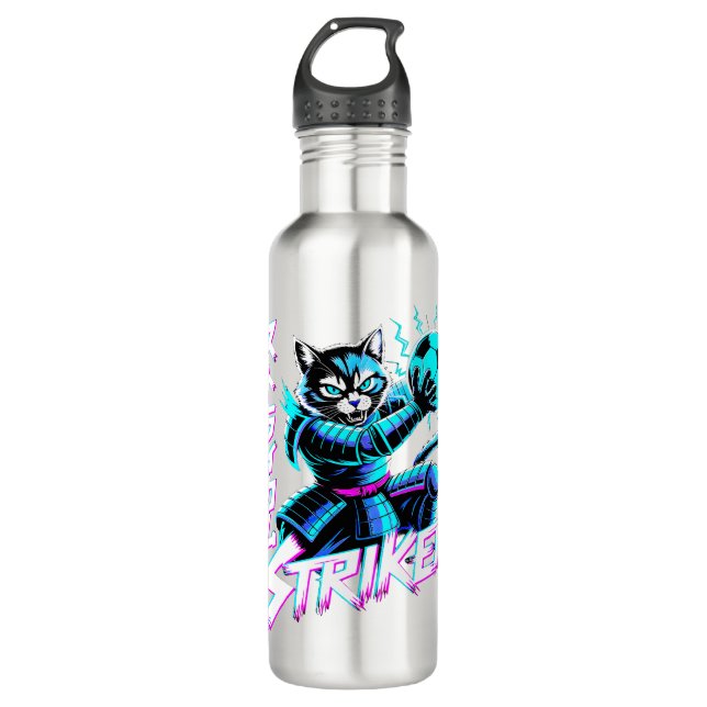 Botella De Agua Cyberpunk Samurai Striker For Gamers & Athletes (Anverso)