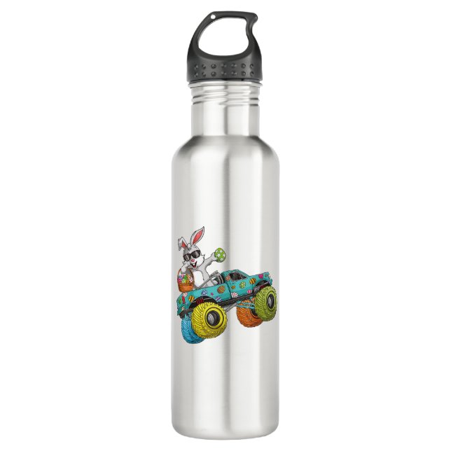 Botella De Agua Dabbing Bunny Happy Easter Monster Truck Lovers Ki (Anverso)