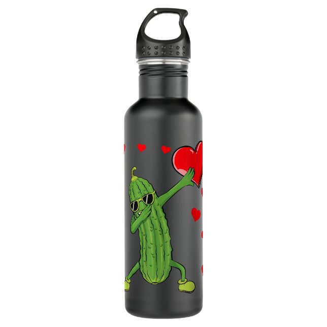 Botella De Agua Dabbing Pickle Dancing Cucumber Lover Funny Valent (Anverso)