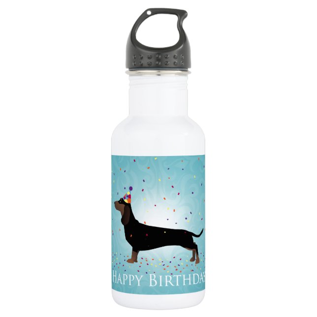 Botella De Agua Dachshund Feliz cumpleaños (Anverso)