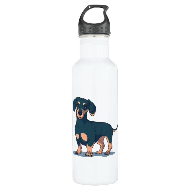 Botella De Agua Dachshund negro (Anverso)