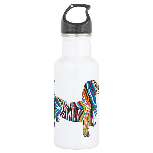 Botella De Agua Dachshund - Psicodélico Cebra Doxie (Anverso)